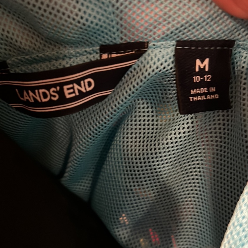Girls Lands End Polka Dot Wind Lined Breaker Jacket M 10-12 - Picture 8 of 11